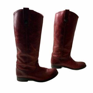 Frye Melissa Button Burgundy Pull On Leather Boots